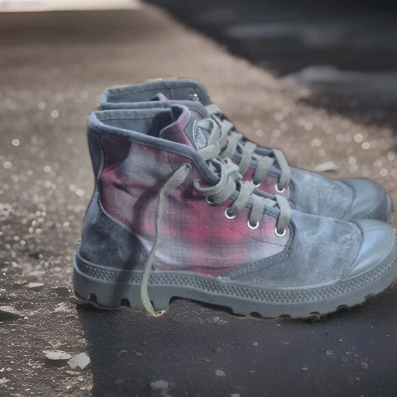 Palladium PAMPA HI High- top Lace Up Plaid Sneaker Shoes Women's Size 8.5 - Picture 4 of 7